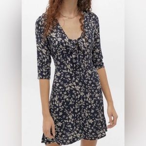 Urban Outfitters Navy Floral mini dress - 3/4 sleeve